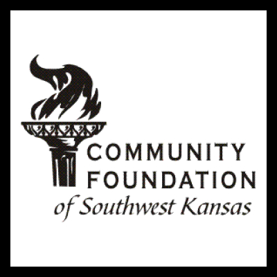 The image is the logo of the Community Foundation of Southwest Kansas. It features an illustration of a flaming torch on the left, with the organization's name written in bold black letters to the right.