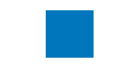 A simple blue square centered on a white background. The square has even sides and a solid blue color.