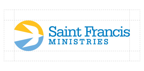 Logo of Saint Francis Ministries featuring a stylized bird in flight within a circle on the left, composed of blue and yellow segments. The organization's name "Saint Francis Ministries" is written in blue text to the right of the image.
