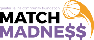 Logo for the Greater Salina Community Foundation featuring the word "MADNE$$" in purple with a basketball design incorporated into the letter "D" and "S" as dollar signs.